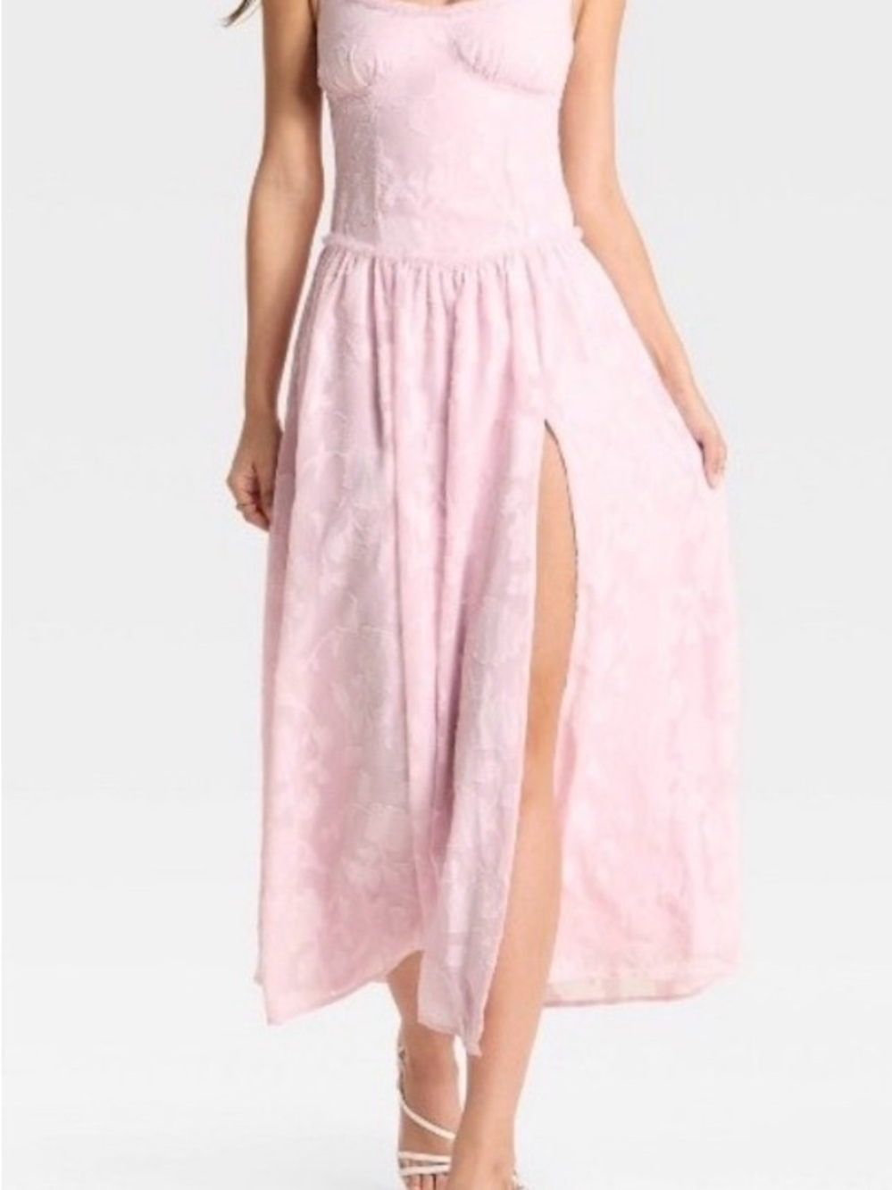 Women's Jacquard Tulle Trim Maxi A-Line Dress - Wild Fable pink size M